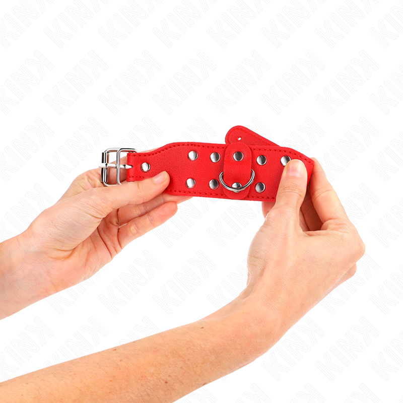 Bracelets BDSM Double Ligne de Clous Réglables Rouge - KINK - KINK WRIST RESTRAINT