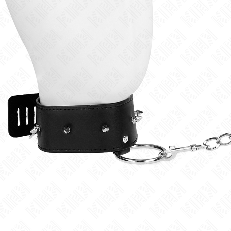 Collier avec Laisse Clous Argentés Réglable 36-43cm - Kink - KINK COLLAR & GAG