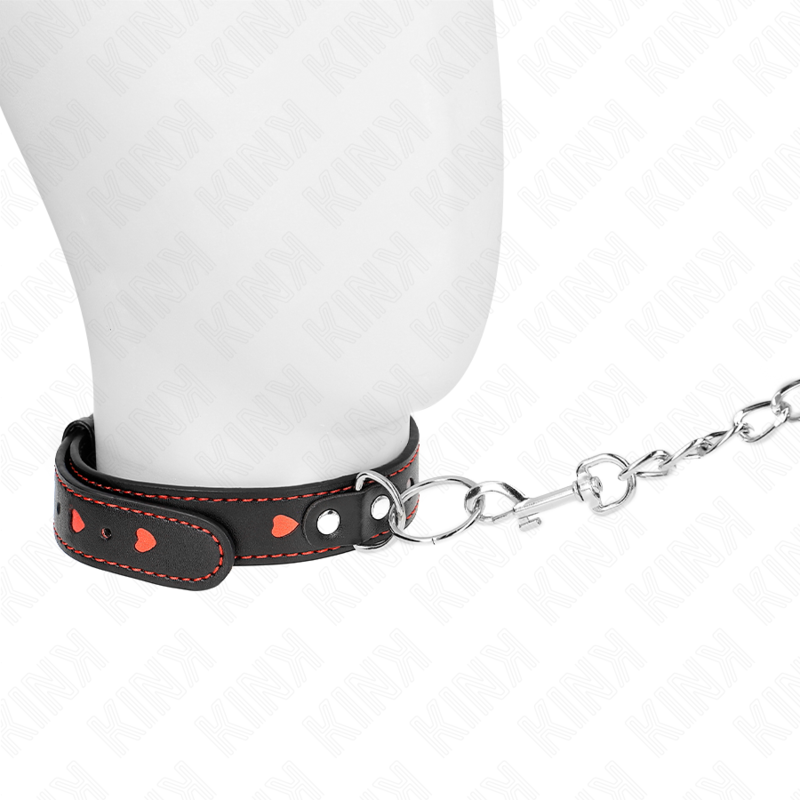 Collier BDSM avec Laisse Détails Coeur 65 cm - KINK - KINK COLLAR & GAG