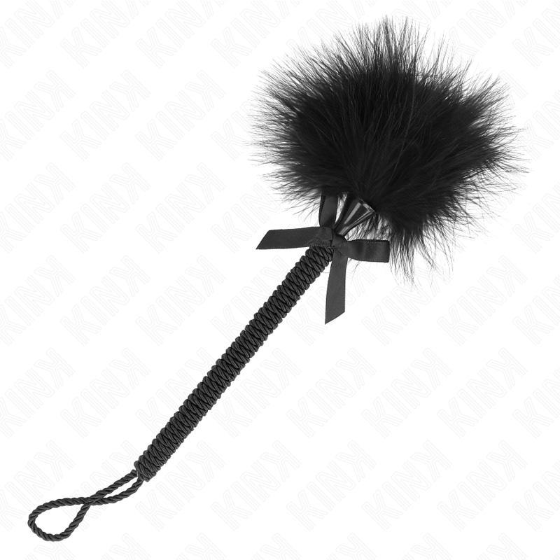Baguette en corde de nylon avec plumes et nœud noir 25 cm - Kink - KINK IMPACT & TOUCH