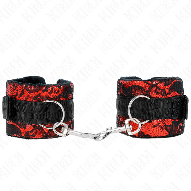 Attaches Poignets Velours Dentelle Rouge/Noir 23cm - KINK - KINK WRIST RESTRAINT