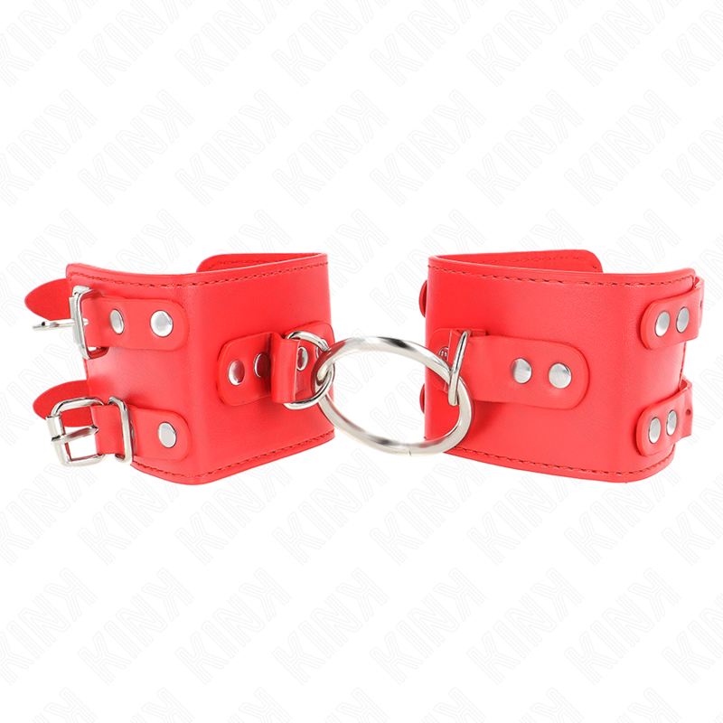 Menottes BDSM Fixes Anneau et Clous Réglables Rouge - Kink - KINK WRIST RESTRAINT
