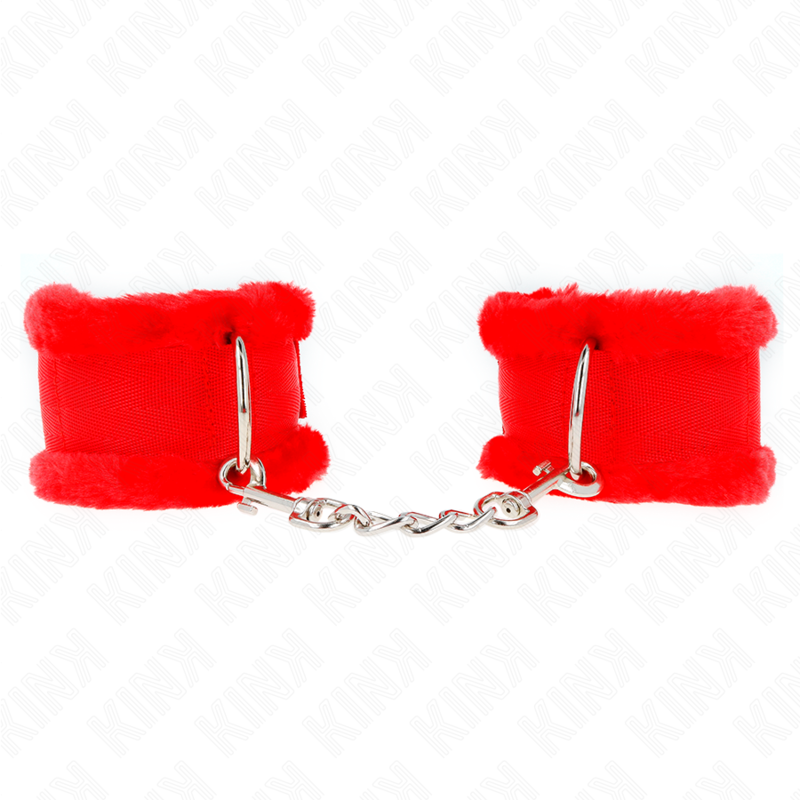 Menottes Appui-Poignets Doublés Fourrure Rouge Ajustable - KINK - KINK WRIST RESTRAINT