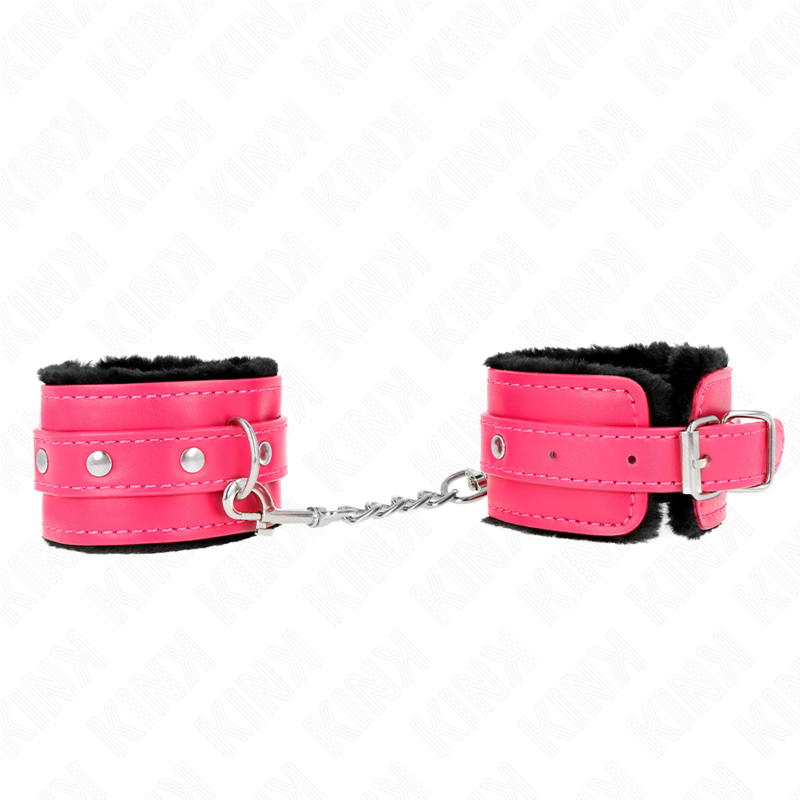 Menottes Poignets Fourrure Premium Noir Rose - KINK - KINK WRIST RESTRAINT