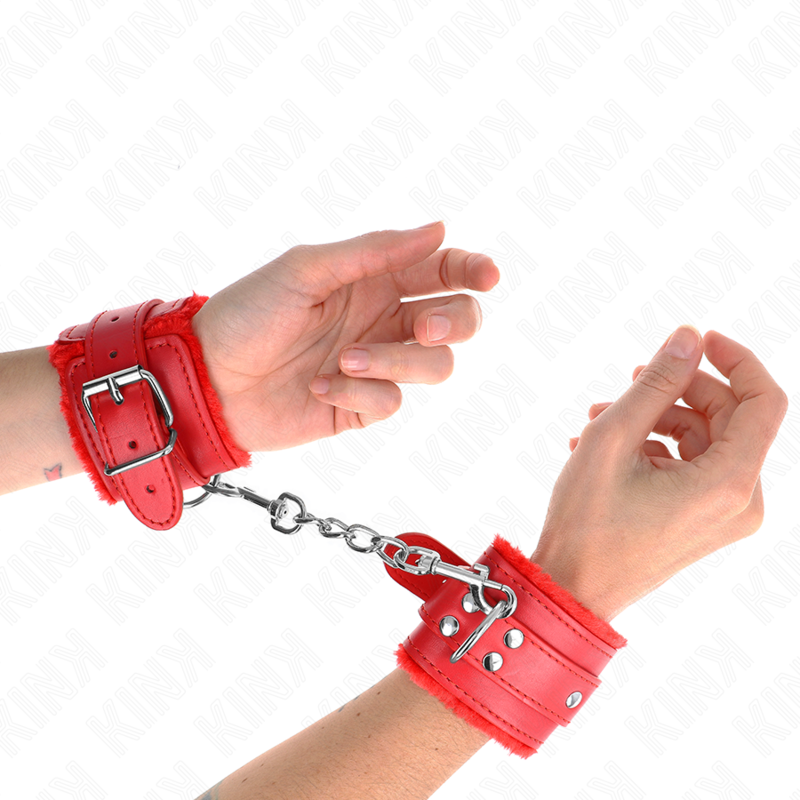 Menottes BDSM Poignets Fourrure Rouge Réglables - KINK - KINK WRIST RESTRAINT