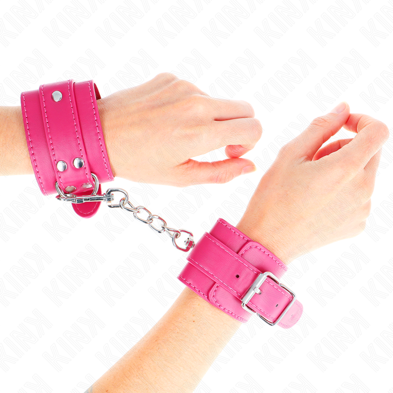 Menottes Cuir KINK Rose Framboise Réglables - KINK - KINK WRIST RESTRAINT