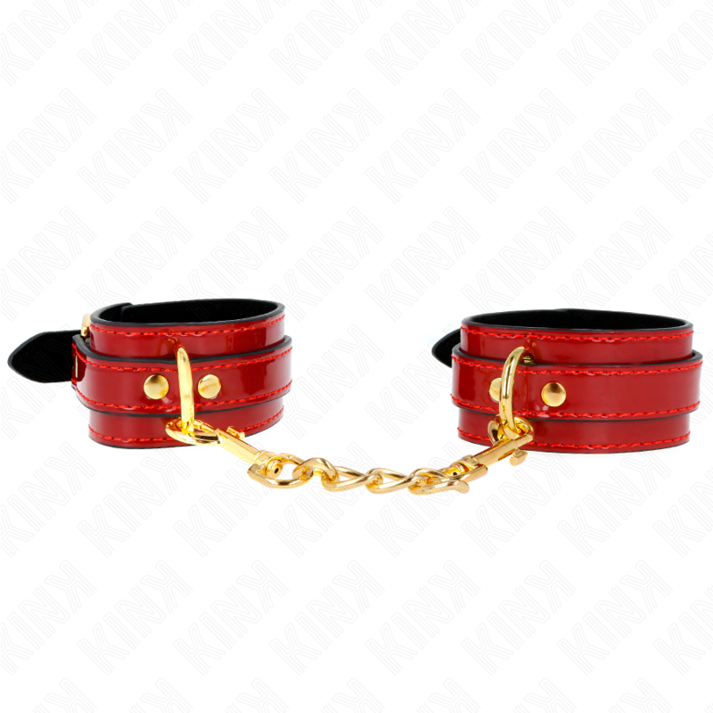 Menottes Cuir Joanna Angel Rouge Chaîne Or - KINK - KINK WRIST RESTRAINT