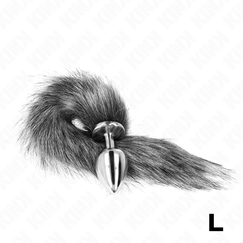 Plug Anal Queue de Renard Gris Synthétique 40 cm Taille L - KINK