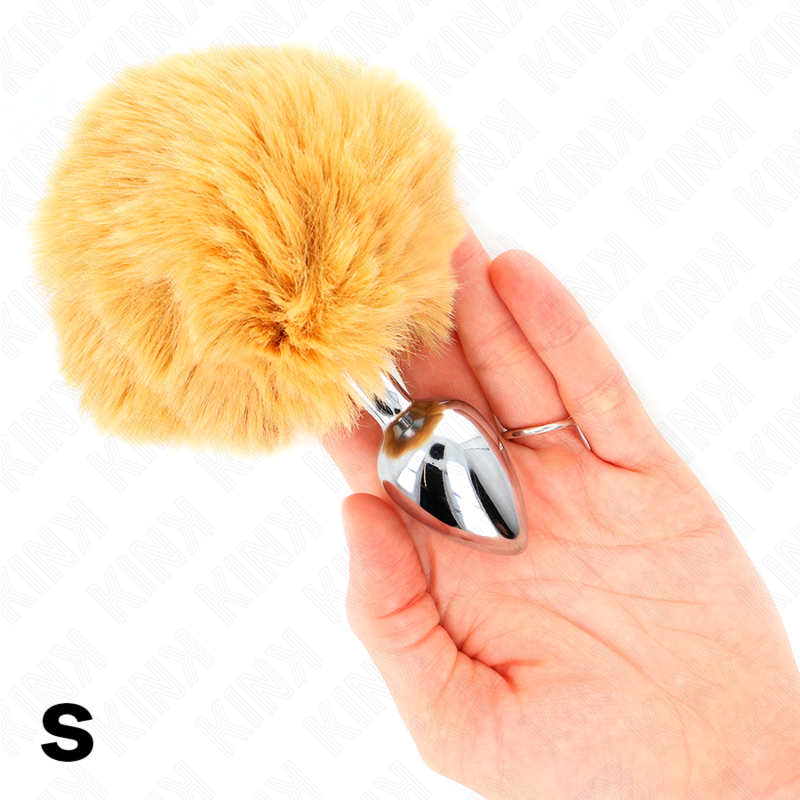 Plug anal en acier inoxydable queue de lapin beige 7x3cm - Kink - KINK PLEASURE PLUGS