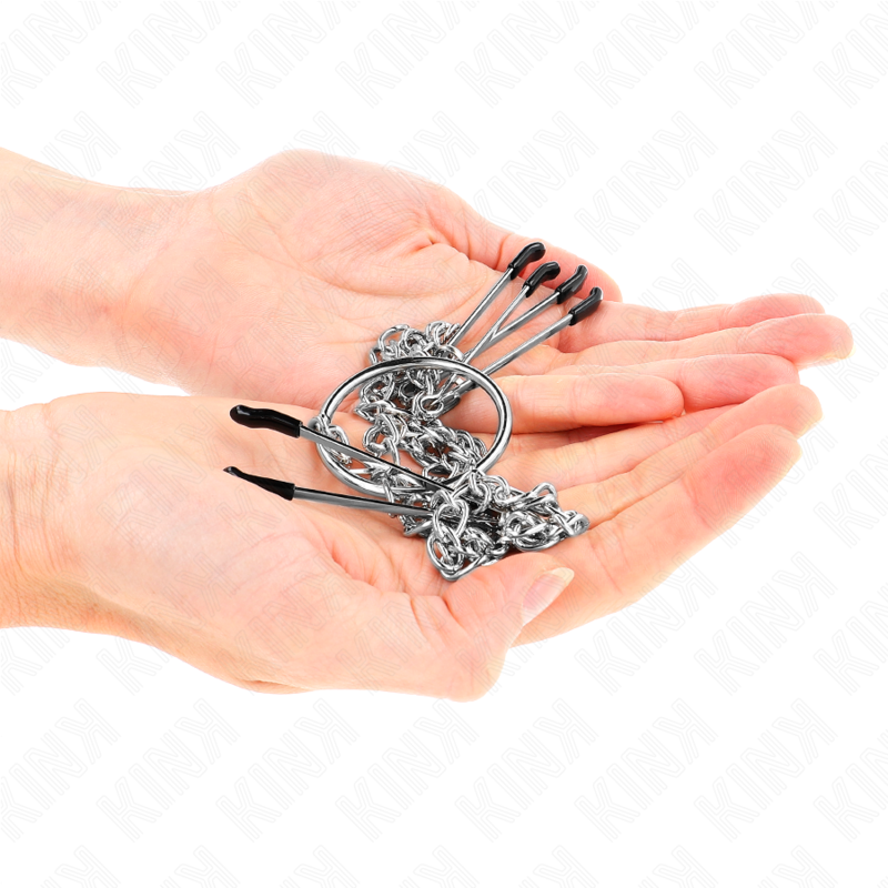 KINK – Pincettes pour tétons et clitoris avec chaîne