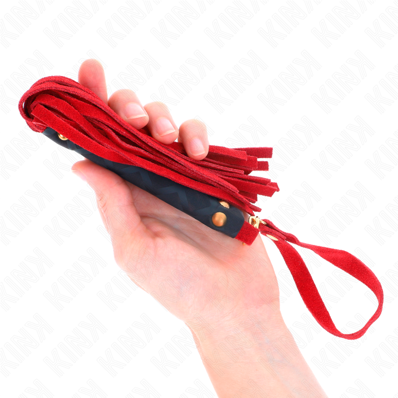 KINK - Mini Martinet BDSM en Daim Rouge - 30 cm