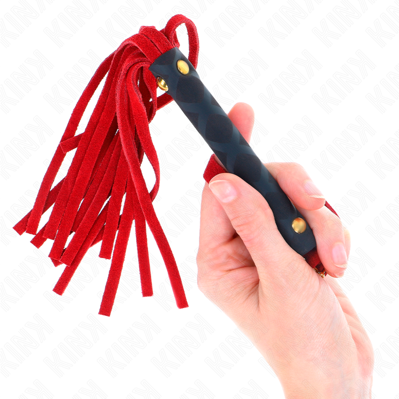 KINK - Mini Martinet BDSM en Daim Rouge - 30 cm