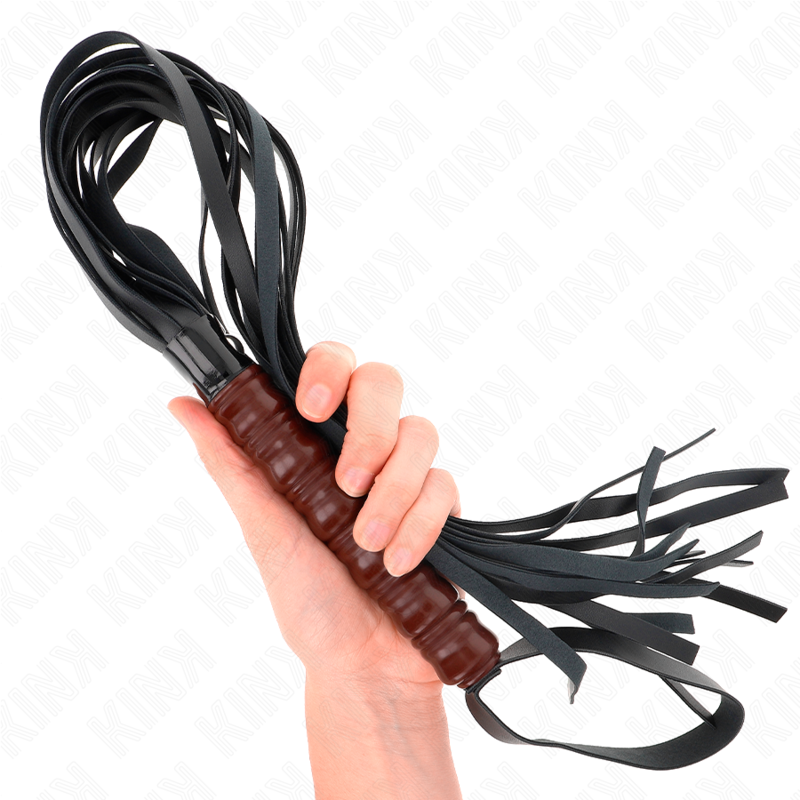 KINK - Martinet BDSM avec Poignée Couleur Acajou - 53 cm