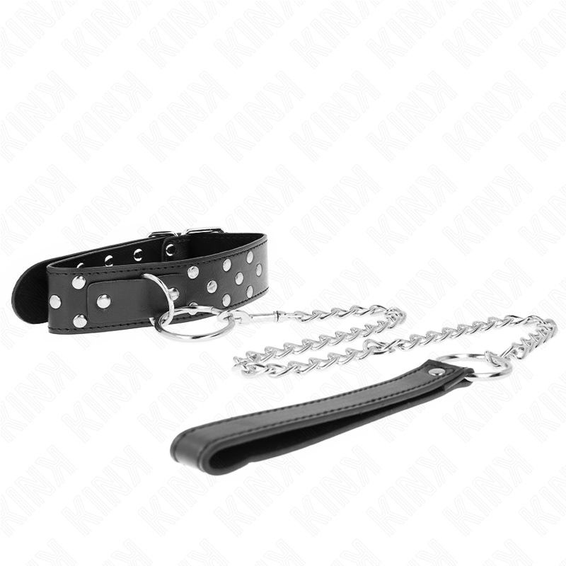 Collier BDSM Rivet Anneau avec Ceinture 65cm Noir - KINK - KINK COLLAR & GAG