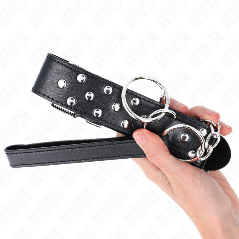 Collier BDSM Rivet Anneau avec Ceinture 65cm Noir - KINK - KINK COLLAR & GAG