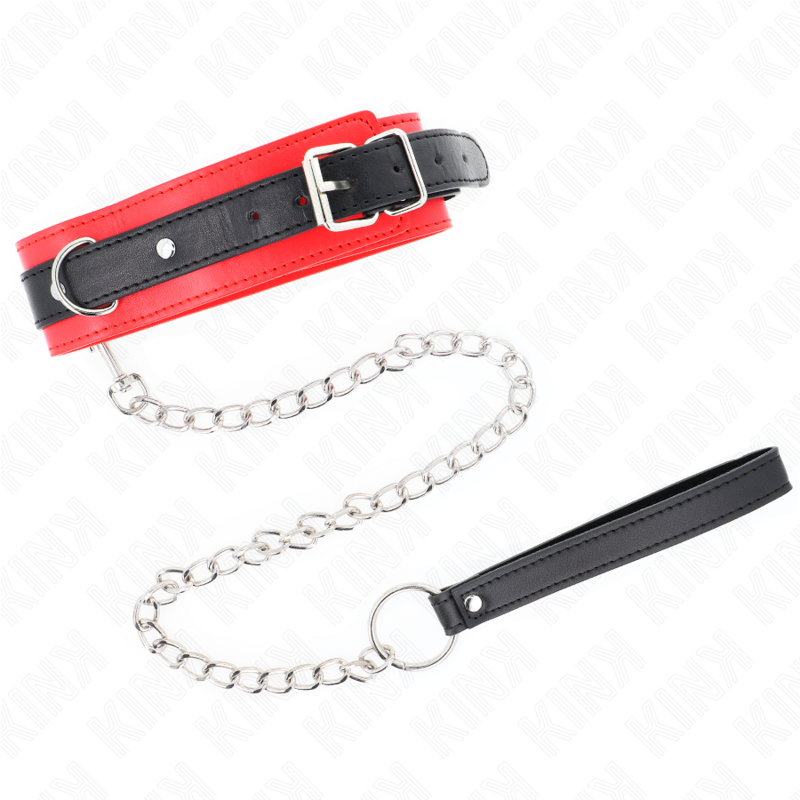 Collier BDSM Basic avec Laisse Rouge 65 cm - KINK - KINK COLLAR & GAG