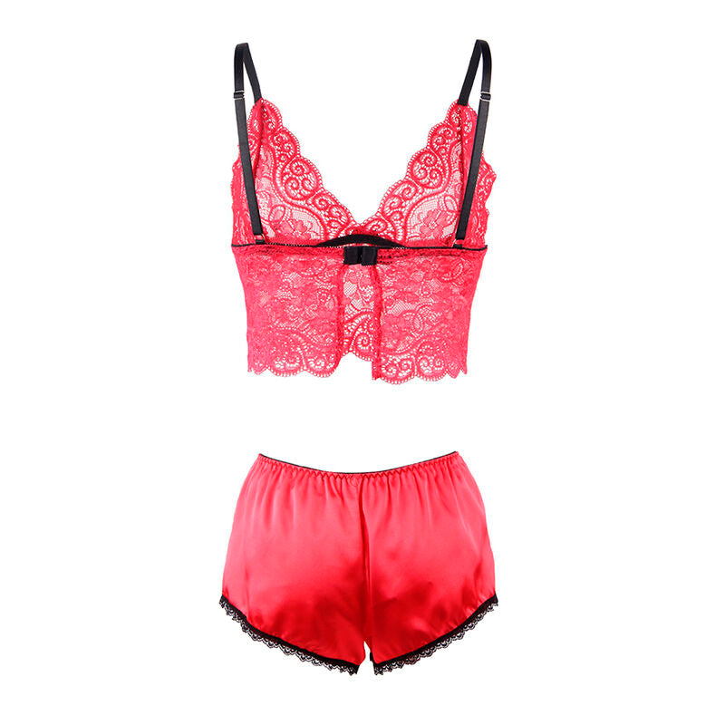 Chemisier de nuit soie et dentelle + culotte rouge S/M - Subblime - SUBBLIME SETS
