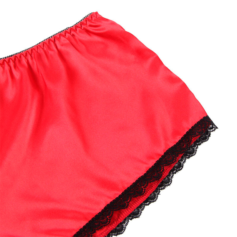 Seidenachthemd und Spitze + rote Unterhose S/M - Subblime