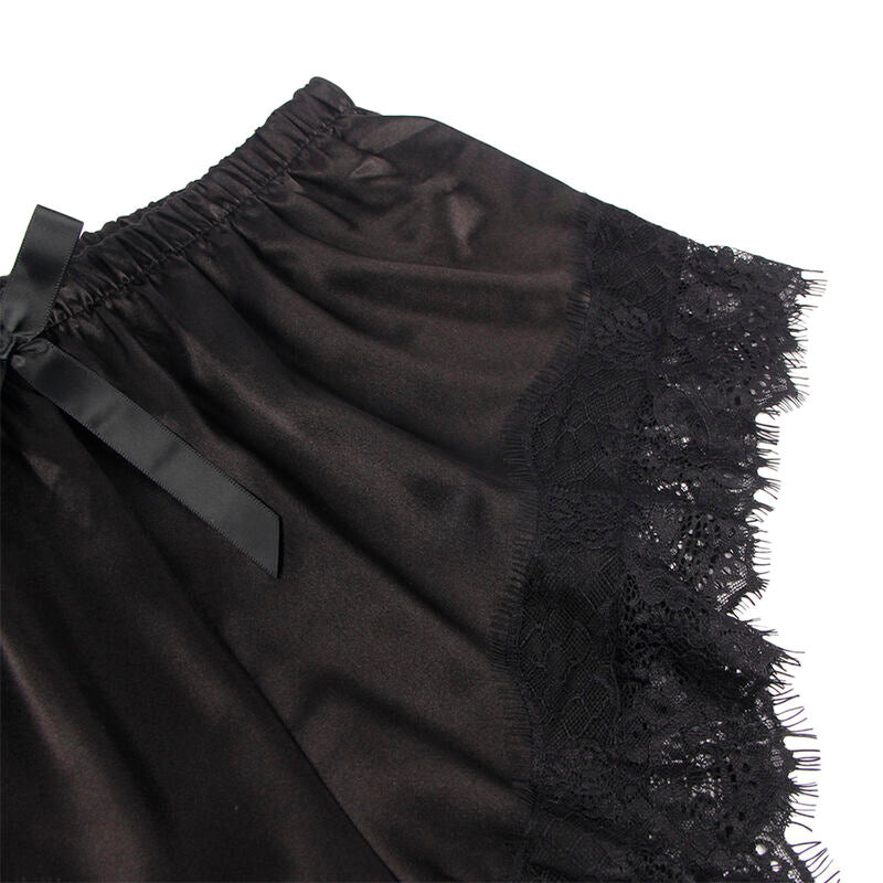 Chemise de nuit en soie et pantalon en dentelle noir L/XL - Subblime - SUBBLIME SETS