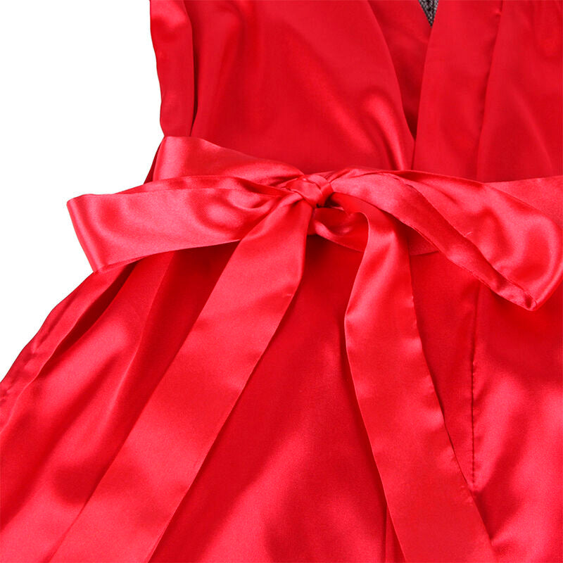 Caraco dos transparent en dentelle et string rouge/noir S/M - Subblime - SUBBLIME SETS