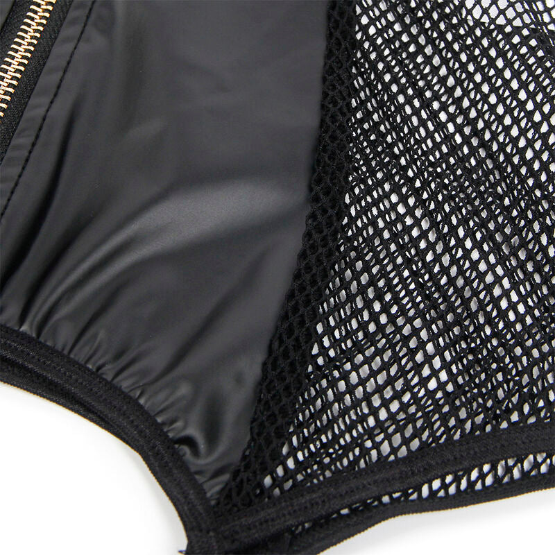 Schwarzes Ledernetz-Kleid in sexy Optik L/XL - Subblime