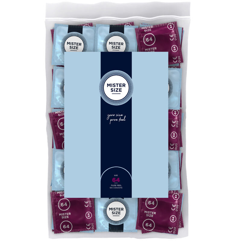 Mister Size – Préservatifs Taille XXL 64 mm – Boîte de 100 unités