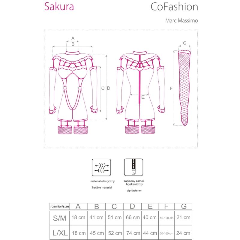 Livco corsetti fashion - combinaison sakura cf 90357 + gants longs + porte-jarretelles noir l/xl - LIVCO CORSETTI SETS