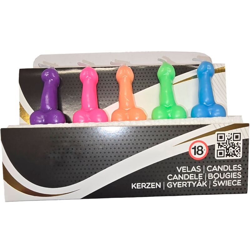 Bougies Décoratives Pénis Multicolores Coffret 5 - Diablo