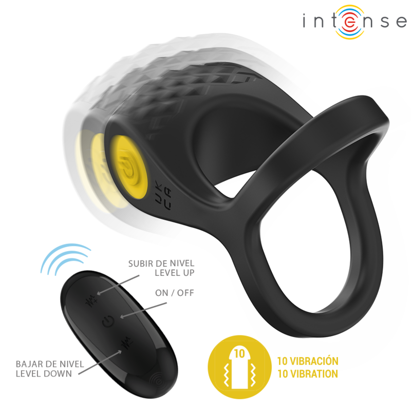 Anneau Vibrant Double Alex 10 Vibrations Noir - Intense