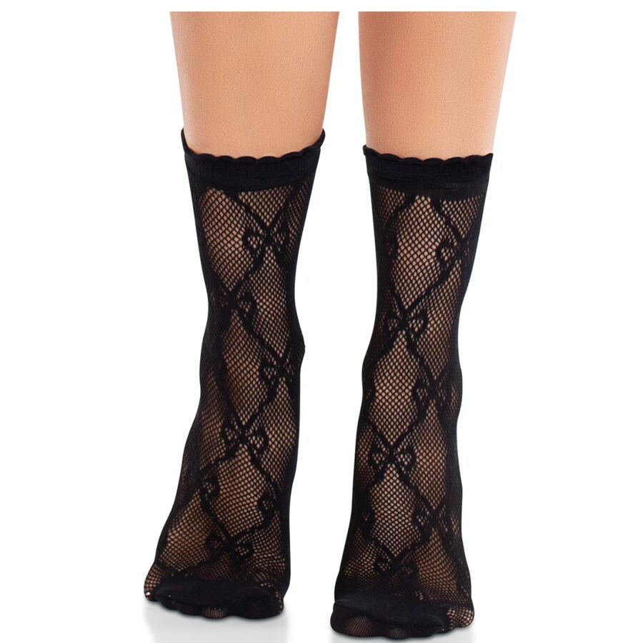 Chaussettes Résille Noires avec Nœud - Leg Avenue