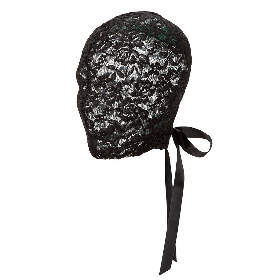 Cagoule BDSM Scandal Dentelle Noire avec Nœud - CalExotics