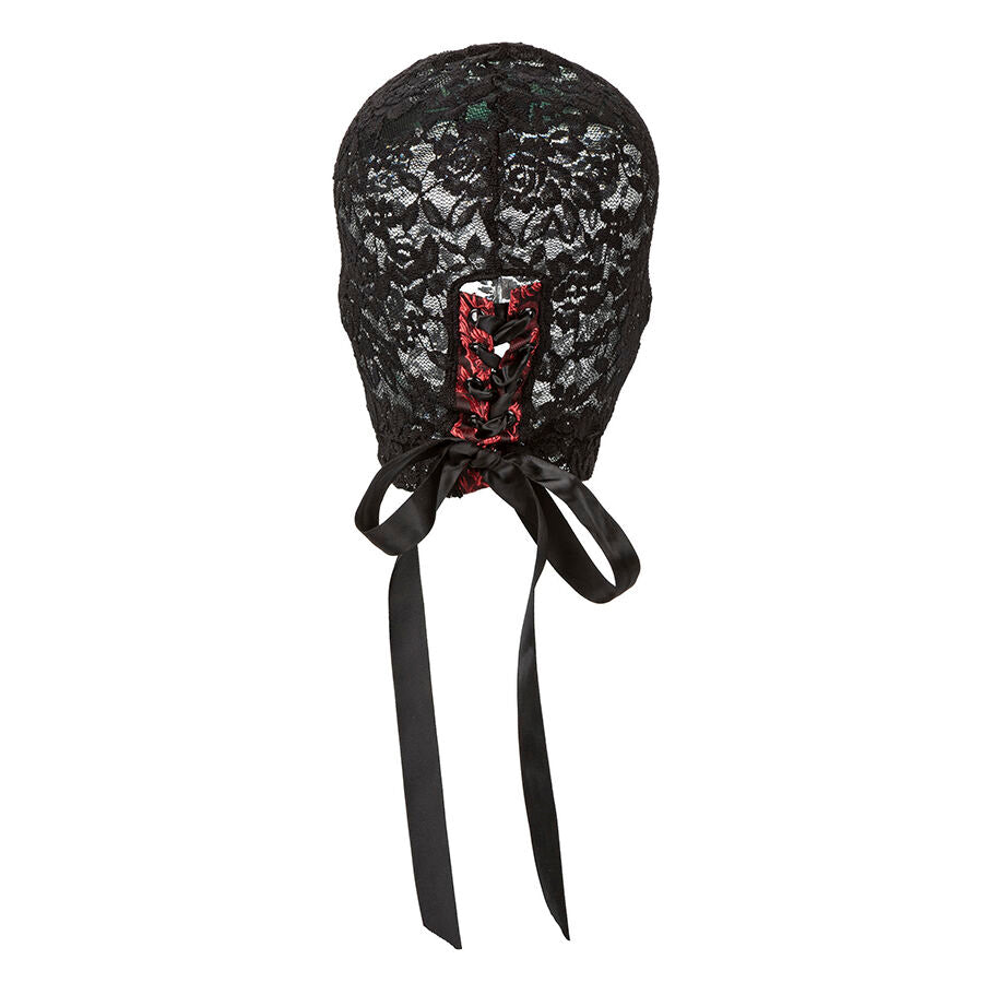 Cagoule BDSM Scandal Dentelle Noire avec Nœud - CalExotics