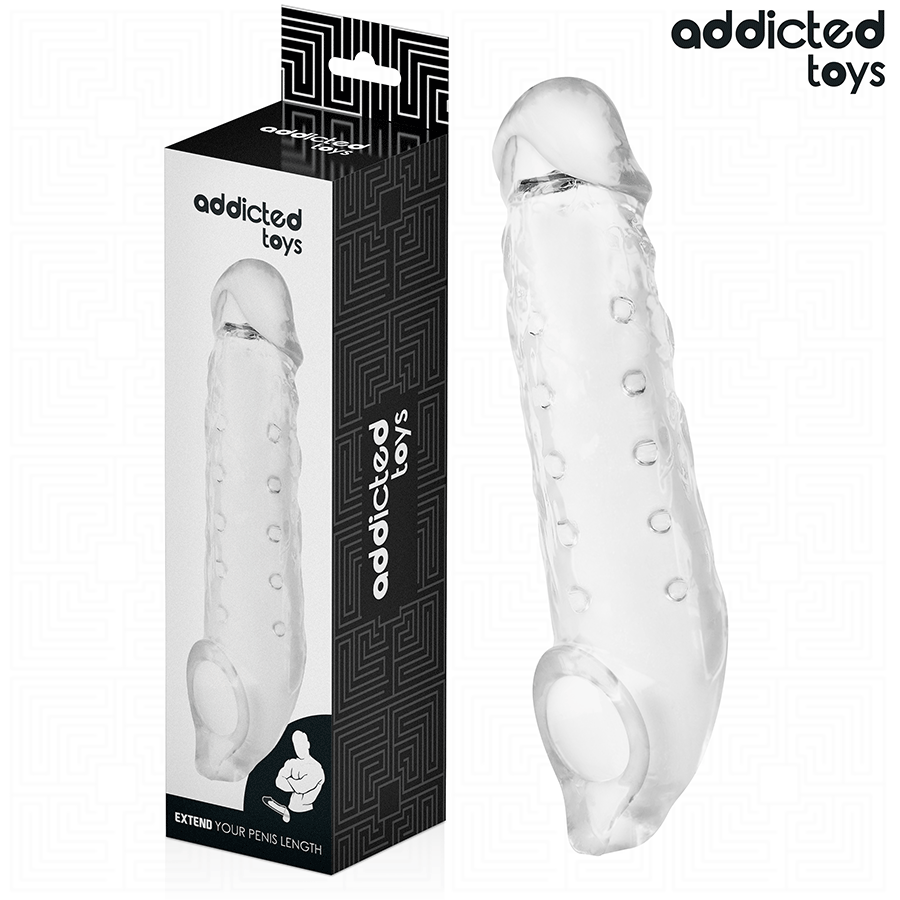 Gaine Pénis Transparente Taille M 27 cm - Addicted Toys