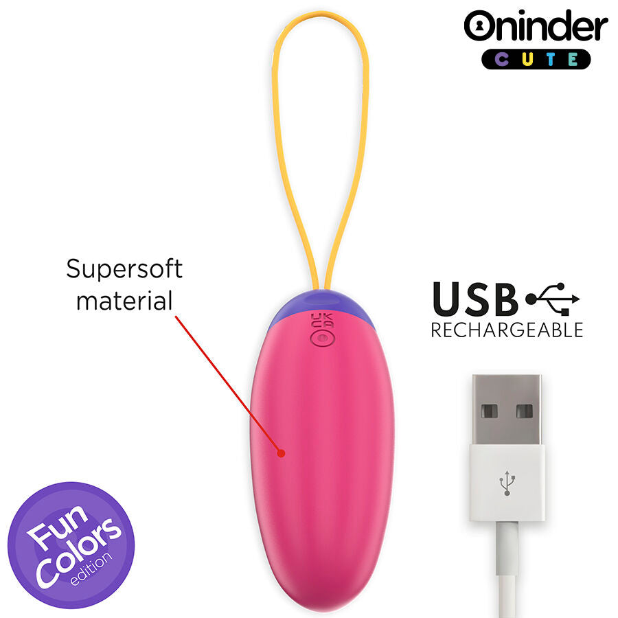 Oninder – Œuf vibrant connecté avec mouvement ondulatoire en silicone – Rose