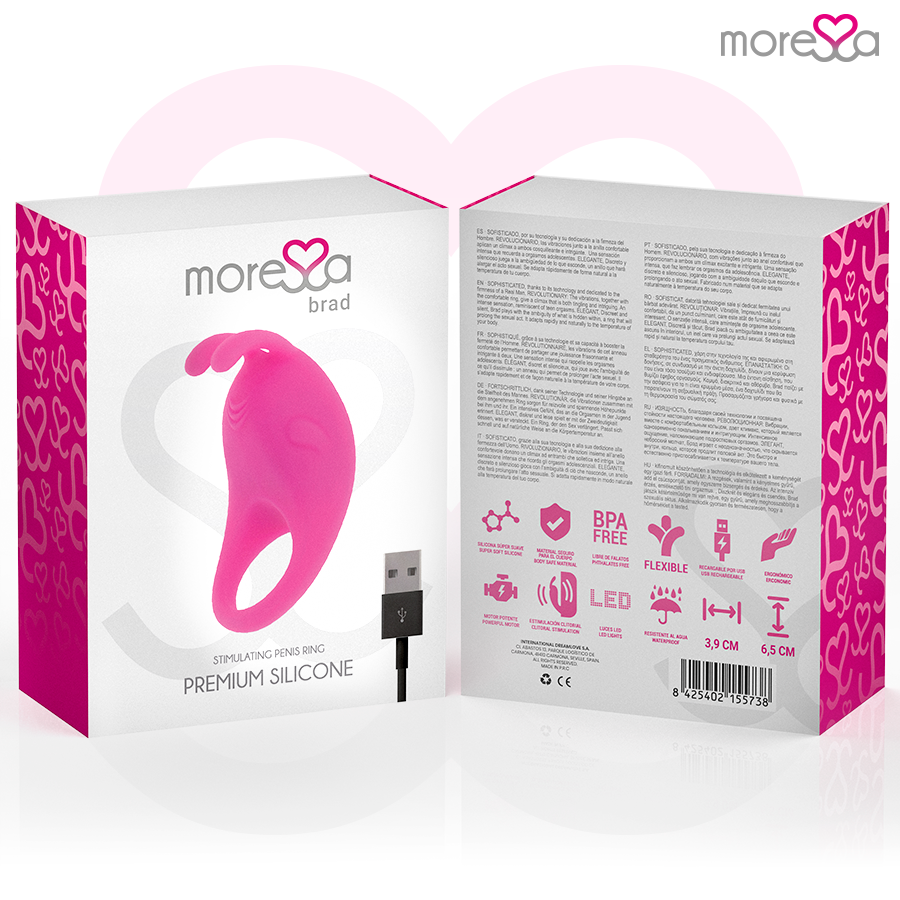 Anneau vibrant rechargeable Brad rose - Moressa - MORESSA
