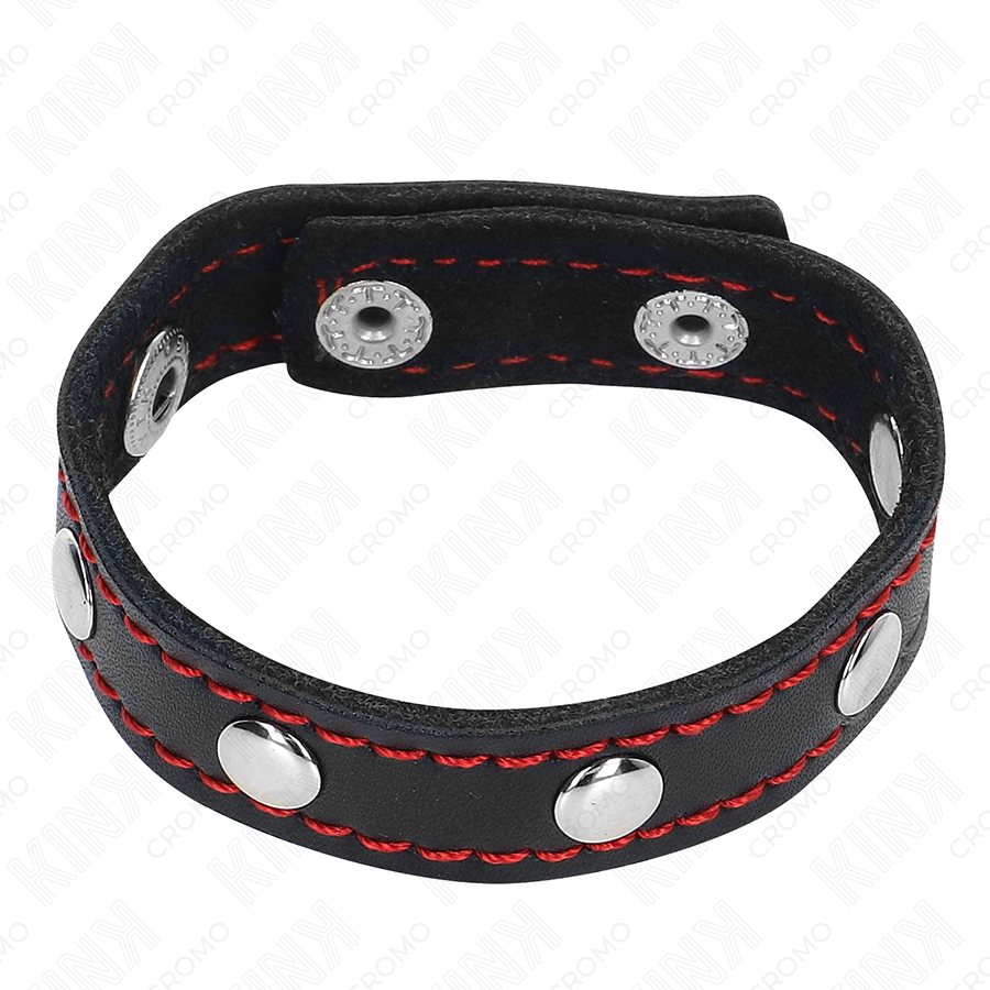 Anneau Pénien Cuir Fermeture Pression Doublure Rouge - KINK - KINK RING POWER