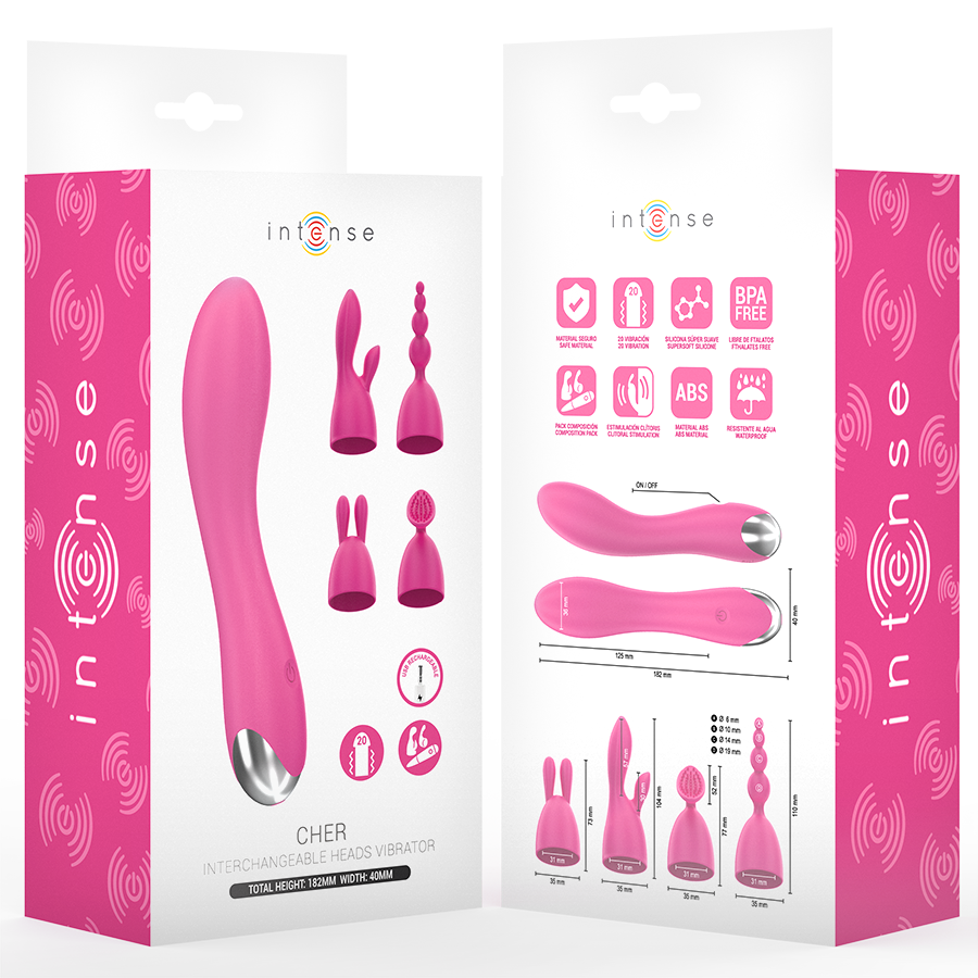 Vibrateur Clitoridien Cher 4 Embouts Interchangeables - Intense