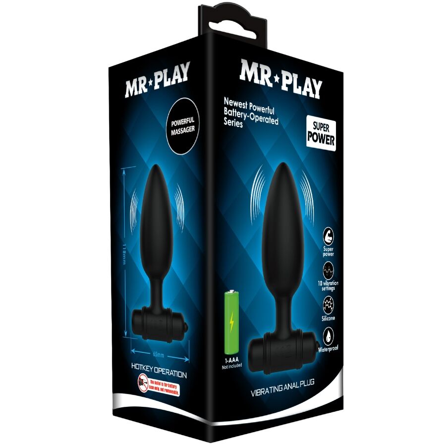 Mr Play - Plug Anal Vibrant 10 modes de vibration Waterproof - Noir