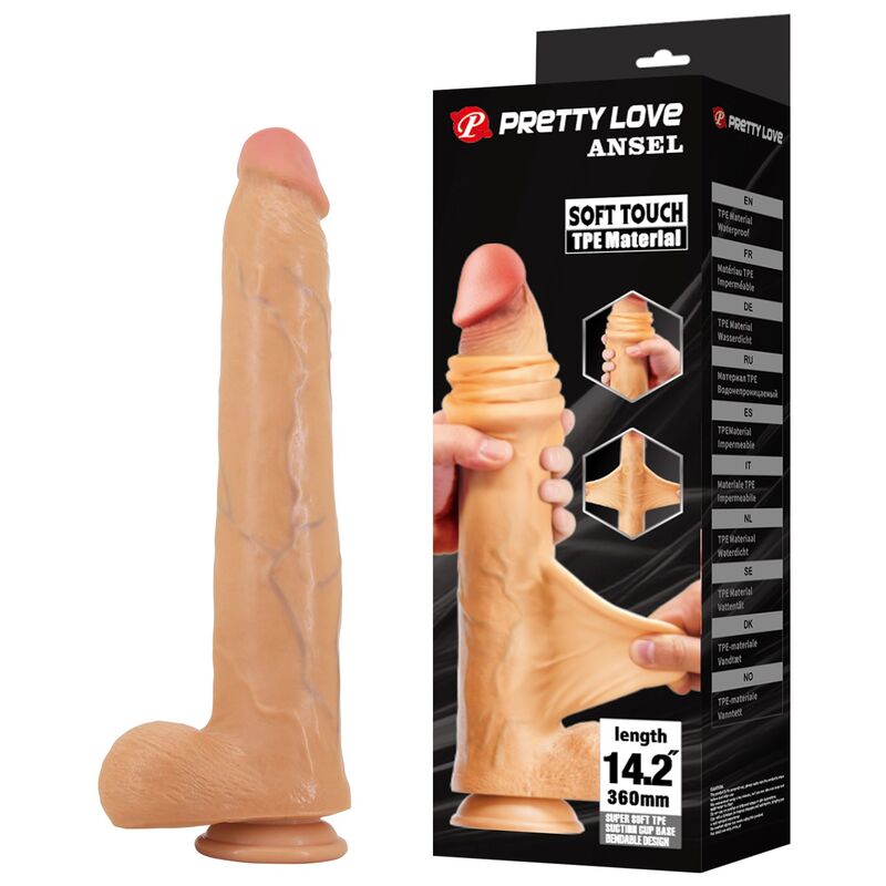 Realistischer Dildo Ansel 36 cm Ø 4,8 cm TPE - Pretty Love