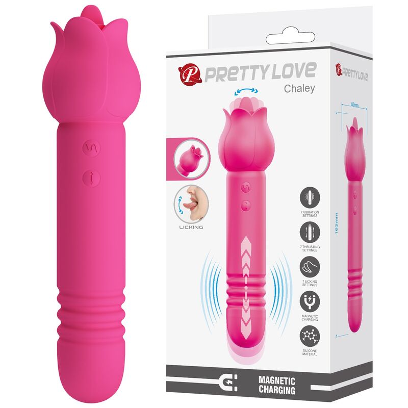 Wiederaufladbarer Vibrator Chaley Pink für orale Stimulation - Pretty Love