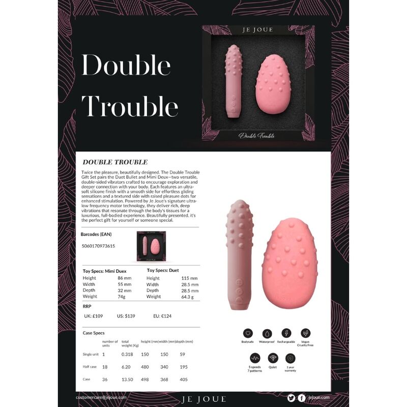 JE JOUE - ENSEMBLE DE VIBRATEURS RECHARGEABLES DOUBLE TROUBLE