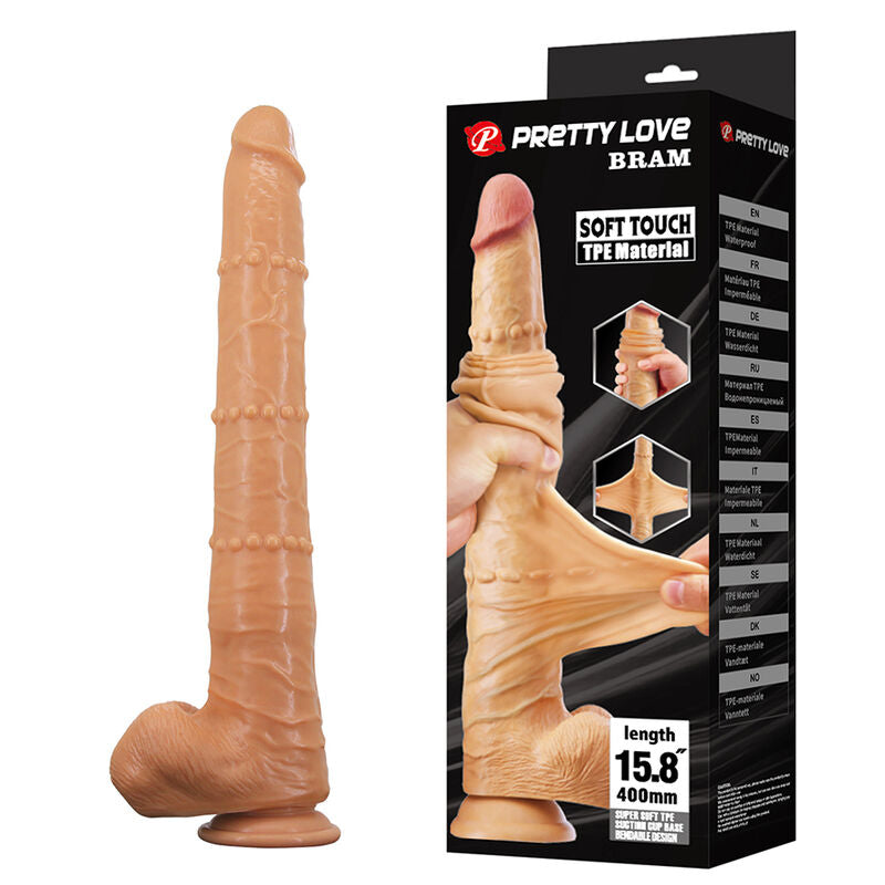 PRETTY LOVE - BRAM GODEMICHET RÉALISTE AU TOUCHER DOUX AVEC PEAU GLISSANTE 40 CM NATUREL