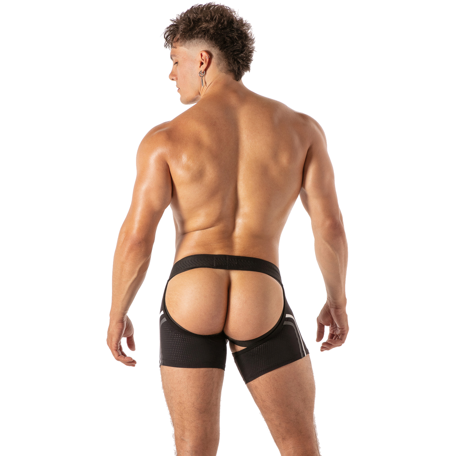 LOCKER GEAR - PISTON SHORT CHAP BOXER HOMME AVEC OUVERTURE FRONTALE BLEU S