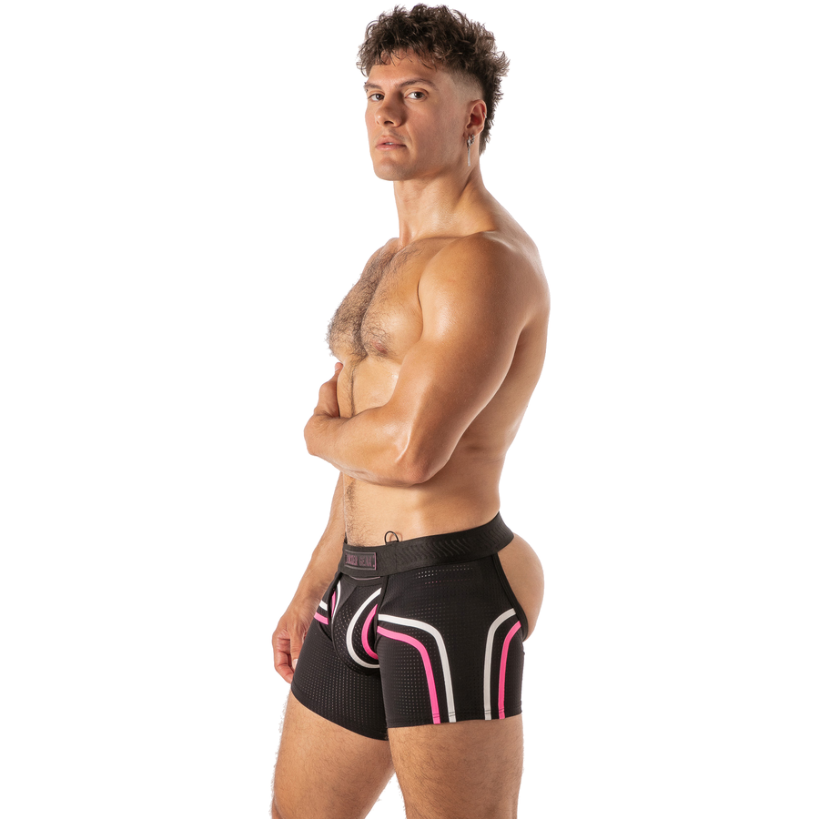 LOCKER GEAR - PISTON SHORT CHAP BOXER HOMME AVEC OUVERTURE FRONTALE BLEU S