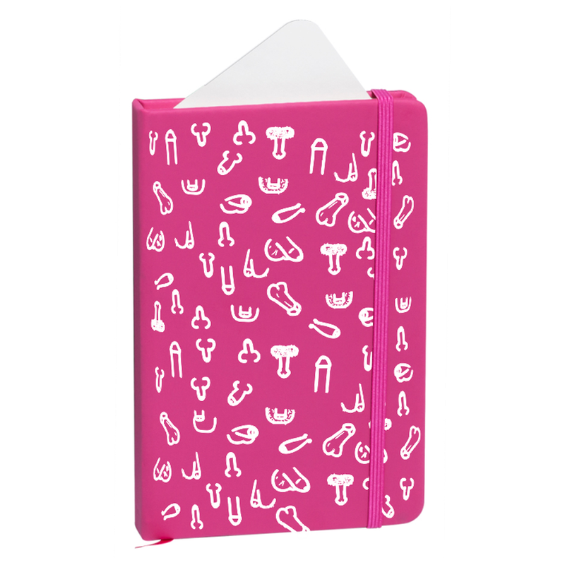 DIABLO PICANTE - CARNET À COUVERTURE RIGIDE FUCHSIA 10 X 14 PÉNIS BLANCS