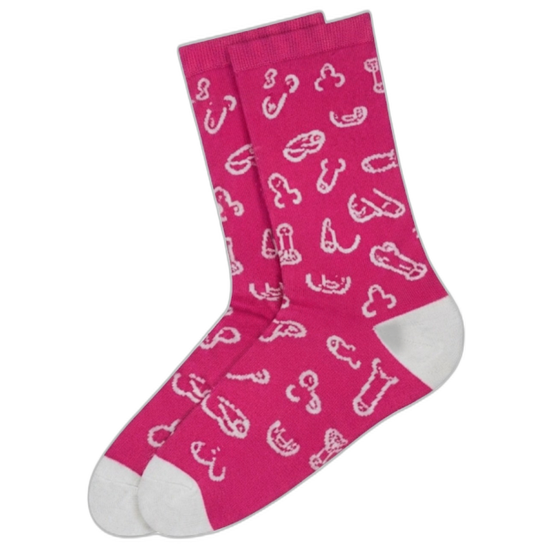 DIABLO PICANTE - CHAUSSETTES ROSES À MOTIFS PÉNIS POINTURES 41 - 45