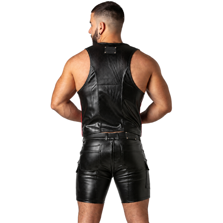 LOCKER GEAR - PUNCH HOLE LEATHERETTE GILET BLEU S