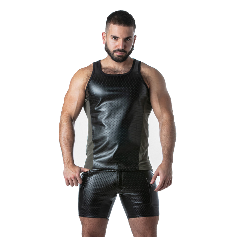 LOCKER GEAR - PUNCH HOLE LEATHERETTE DÉBARDEUR BLEU S