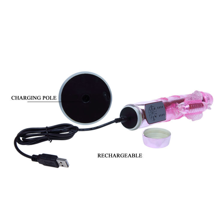 Baile - Vibro rabbit avec billes rotatives Throbbing Butterfly - Rose