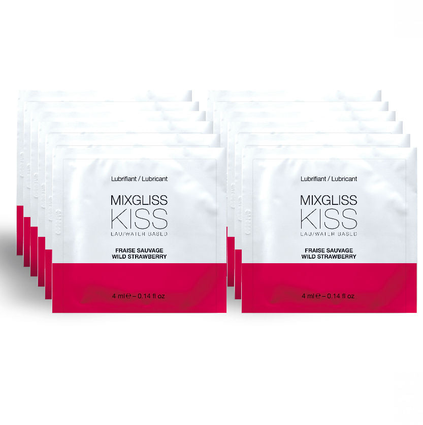 Mixgliss - Lubrifiant Silicone Kiss Goût Fraisse - 12 x 4 ml